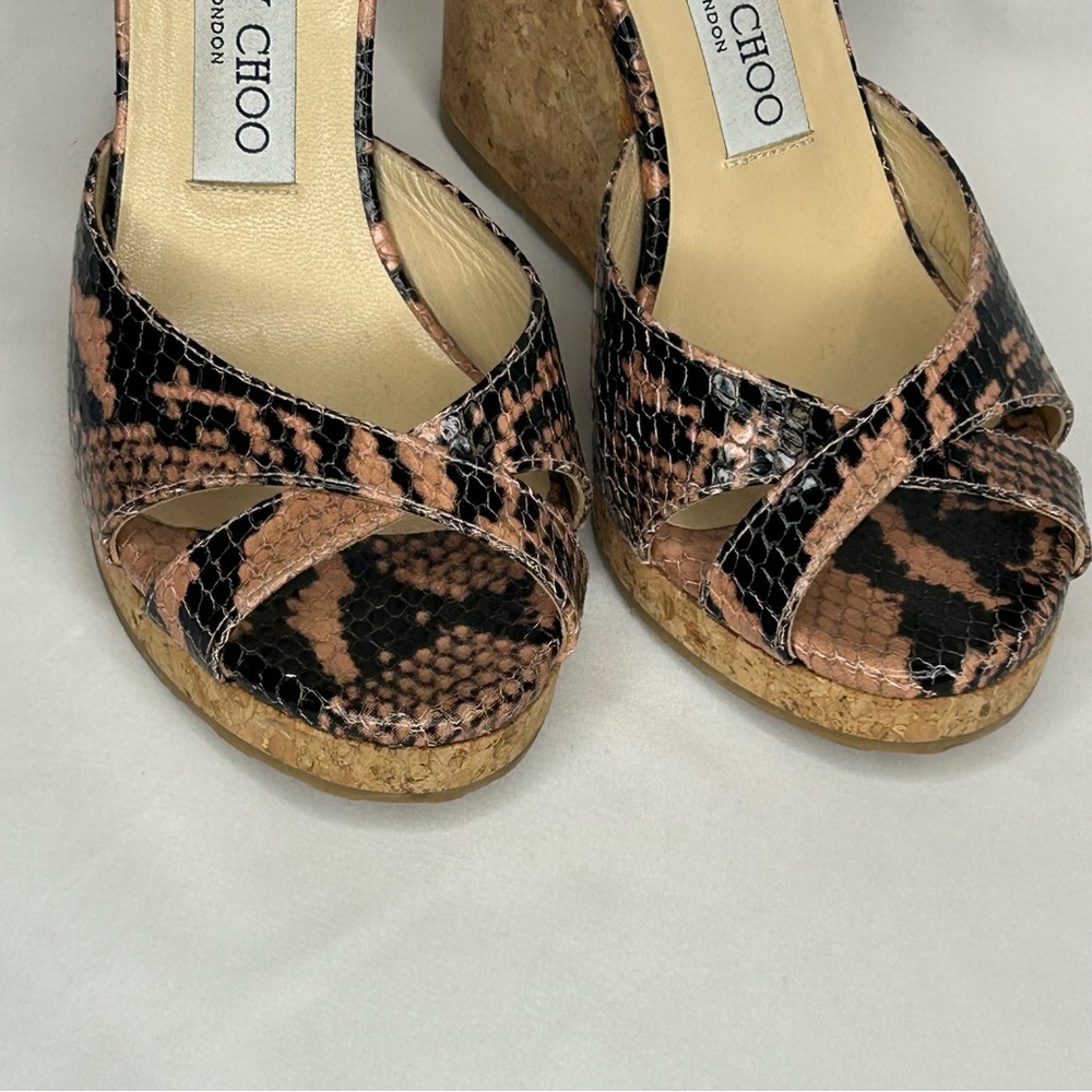 Jimmy Choo Almer 80 Snake-Effect Leather Sandals, 7.5, 37 1/2 - Picture 9 of 13
